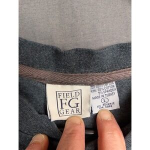 Field Gear Mens Henley Shirt Large Gray Long Sleeve Cotton Casual Pullover